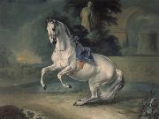 The women stallion Leal in the Levade, Johann Georg von Hamilton